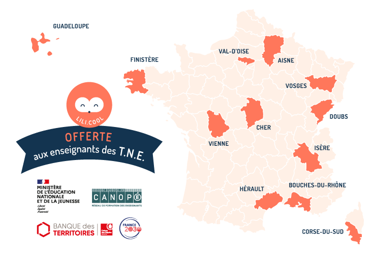 une carte des départements TNE qui ont accès aux ressources comme Lili